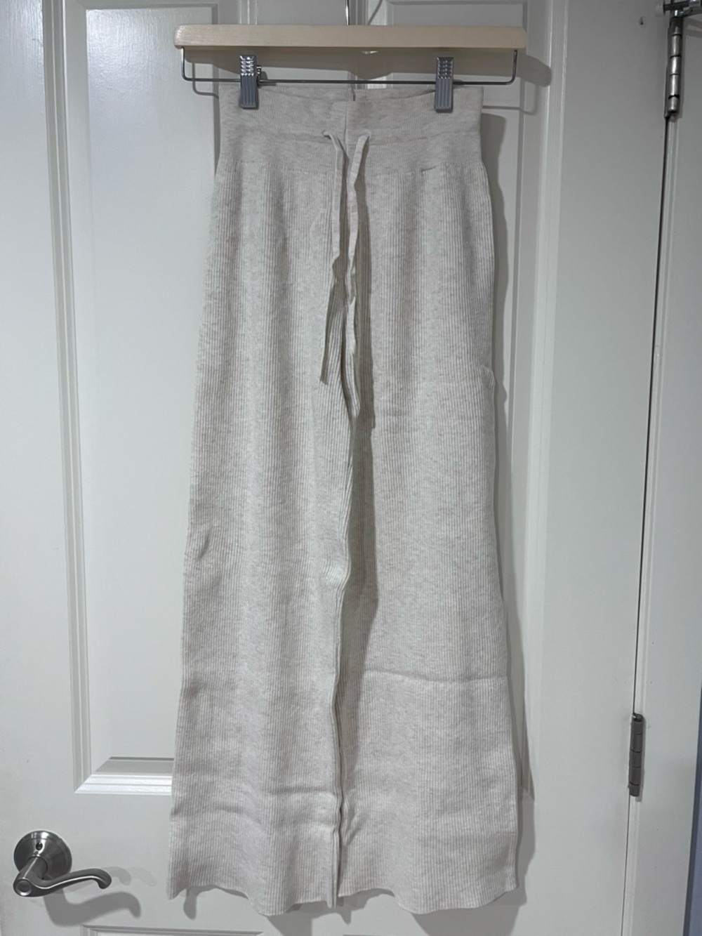Uniqlo Knit Wide-Leg Lounge Pants - Cream